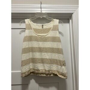 Wishlist Women’s Size Large Striped Beige Knitted Sleeveless Pullover Tank Top